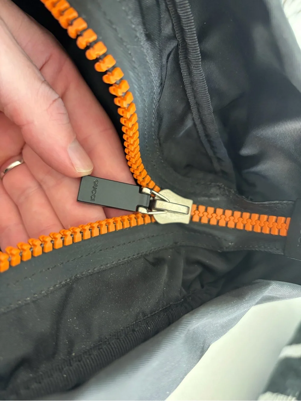 Gucci Black Duffel with Orange Trim